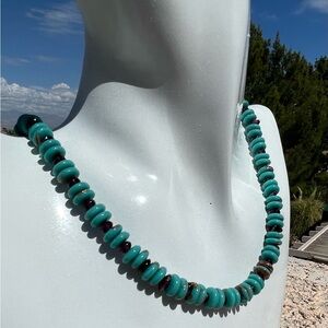 Garnet & Turquoise/Copper Glass Bead Necklace